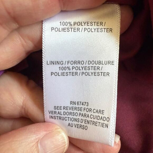 Taylor Women's Black Maroon Print L/S Chiffon Smocked Waist Dress 8 Bohemian - Picture 8 of 12